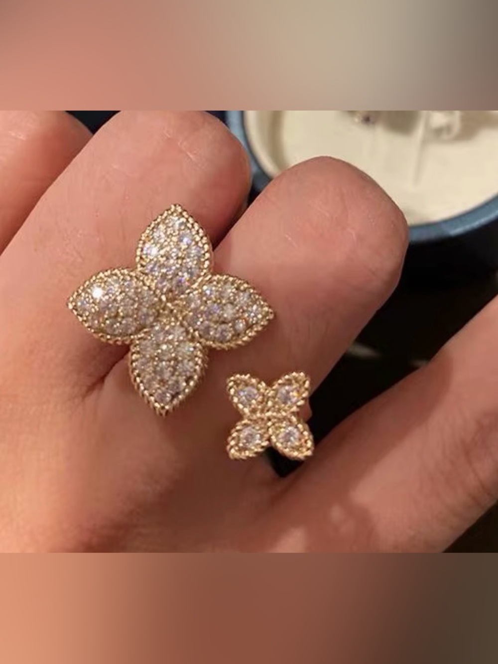 Gold Butterfly Crystal Open Ring - Women's Fashion Jewelry
